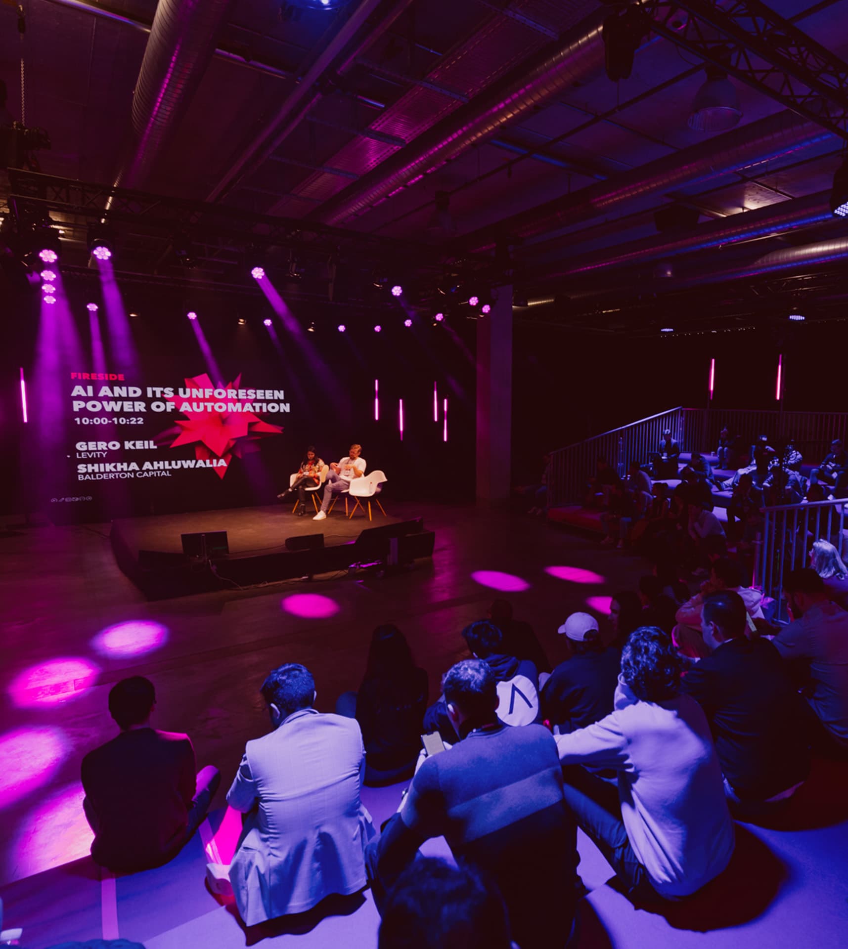 Founder pitching on stage