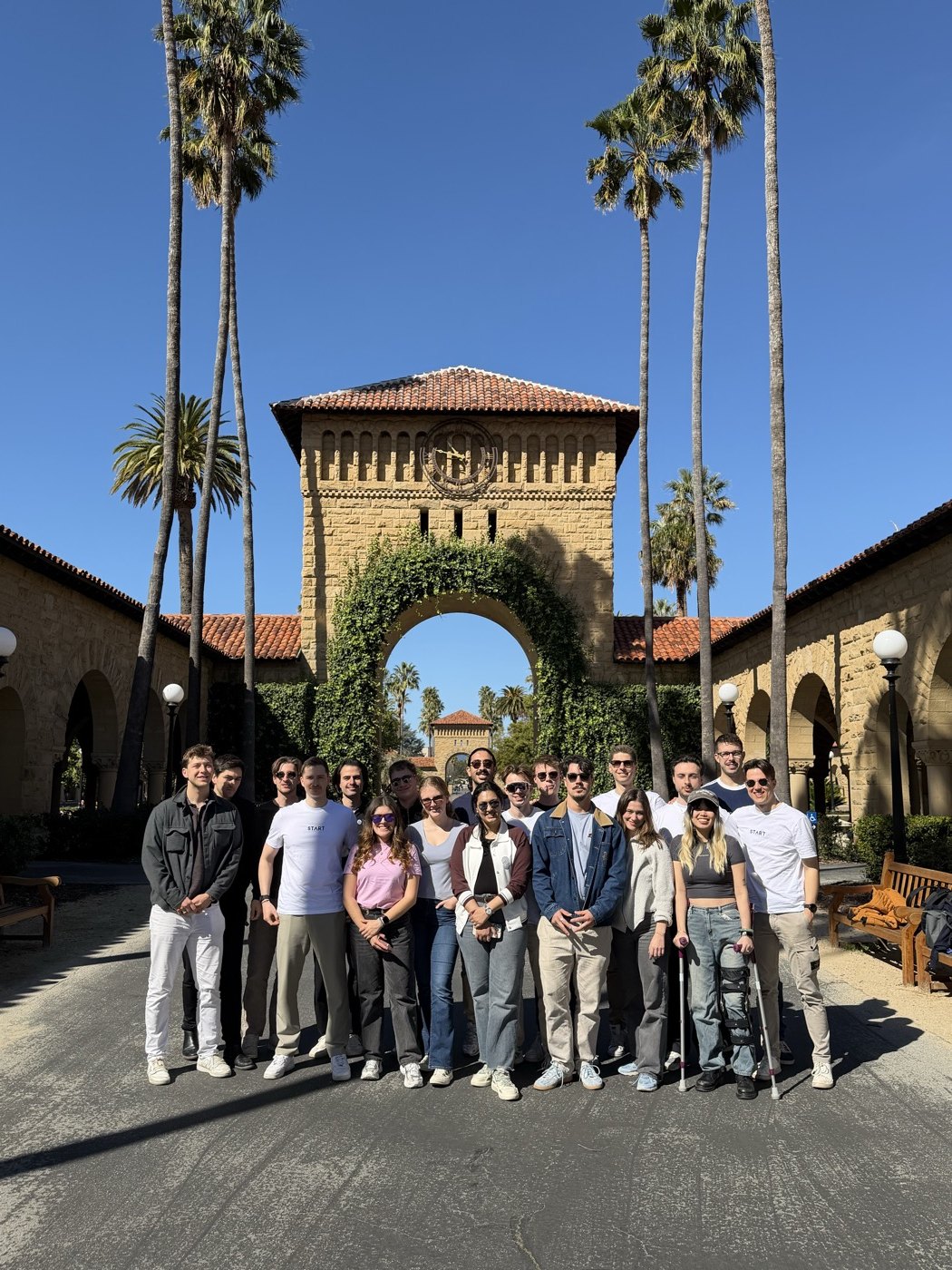 Trip participants on a university campus